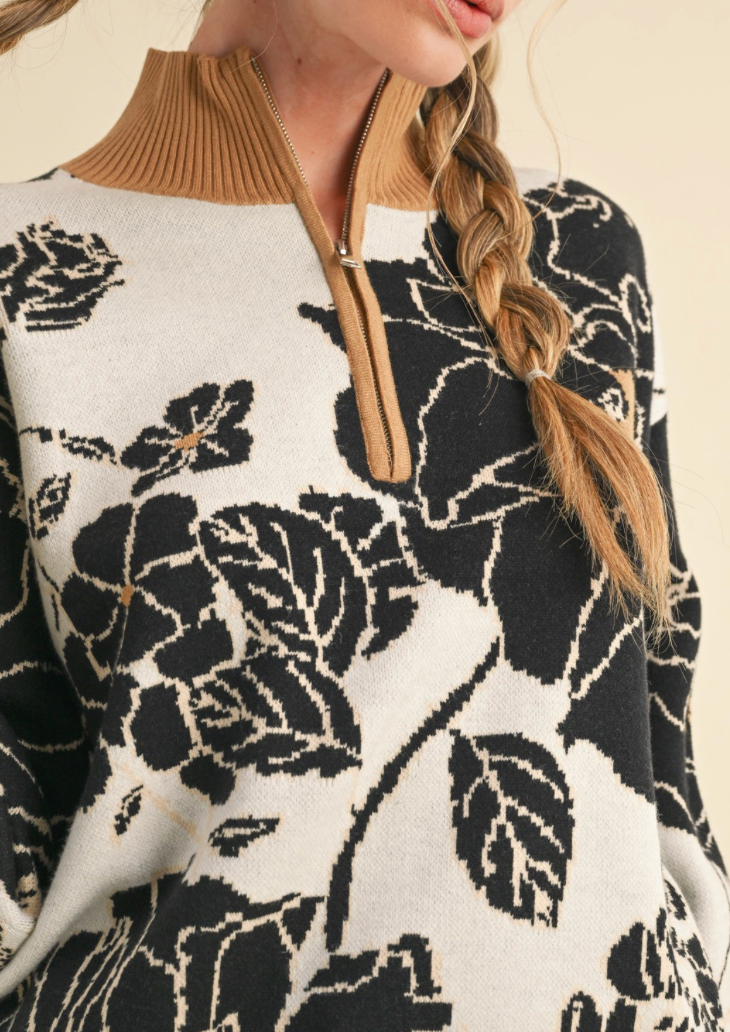 Elle Mock Neck Half Zip Pullover