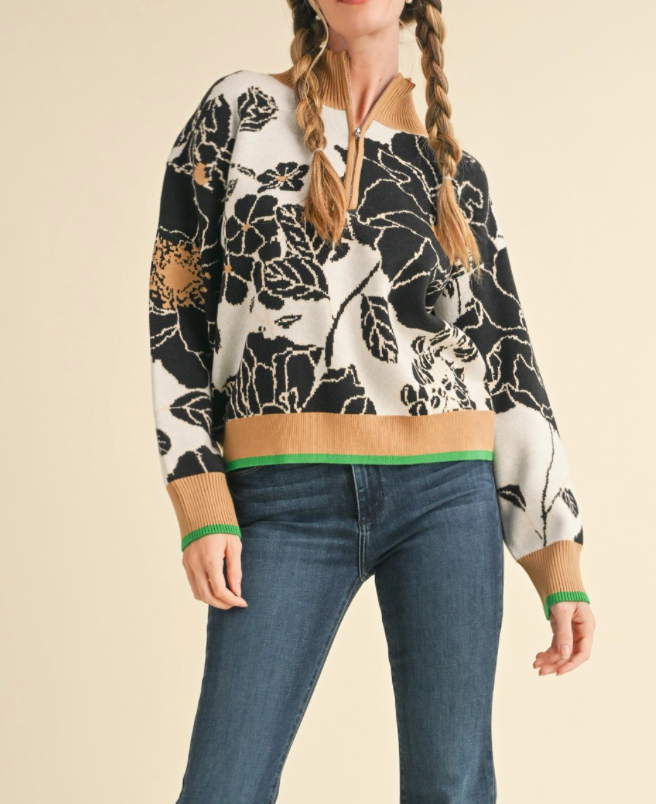 Elle Mock Neck Half Zip Pullover