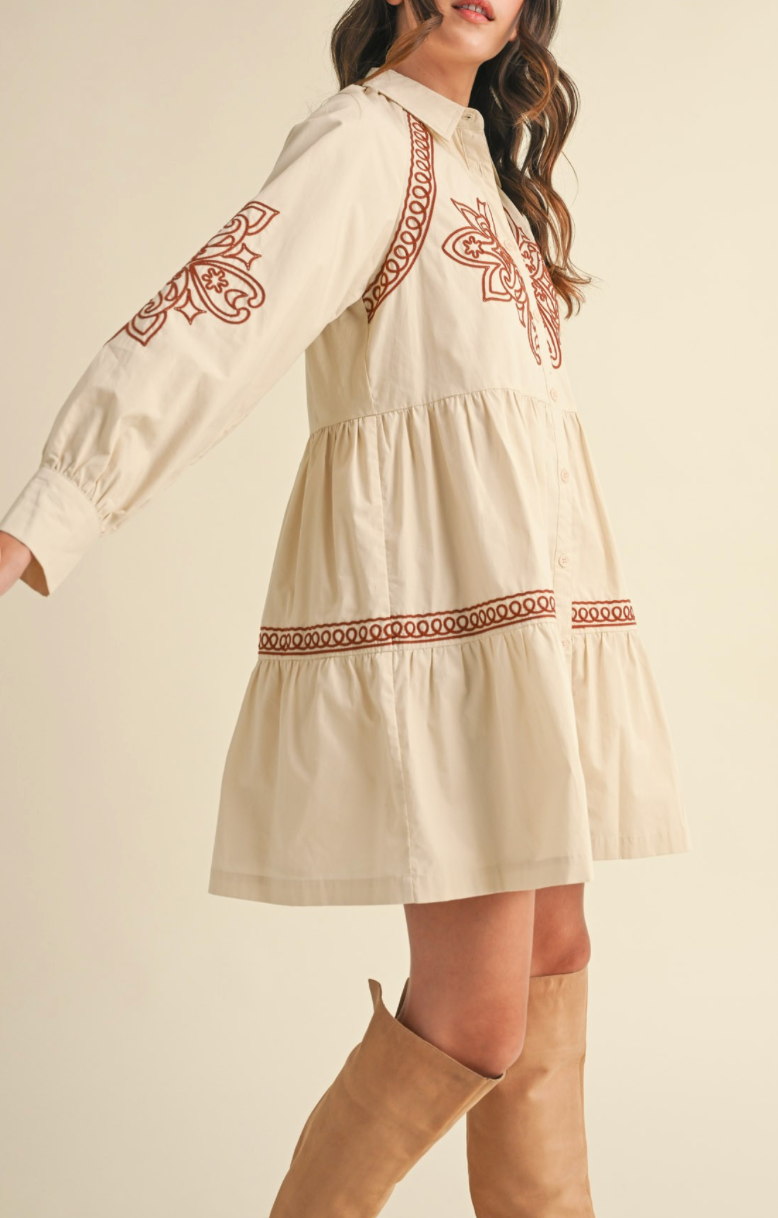 Eloise Embroidered Button Down Mini Dress