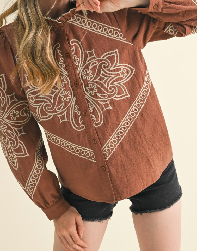 Annie Embroidered Button Up Top
