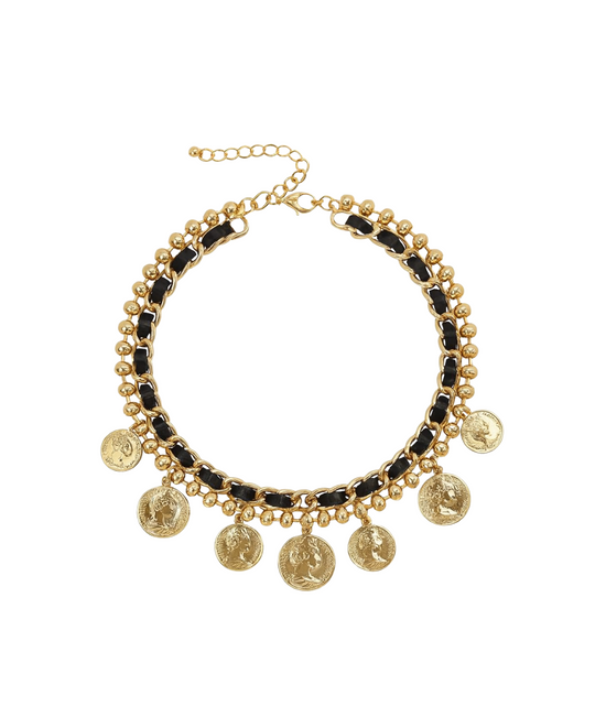 Vintage Coin Charm Statement Necklace