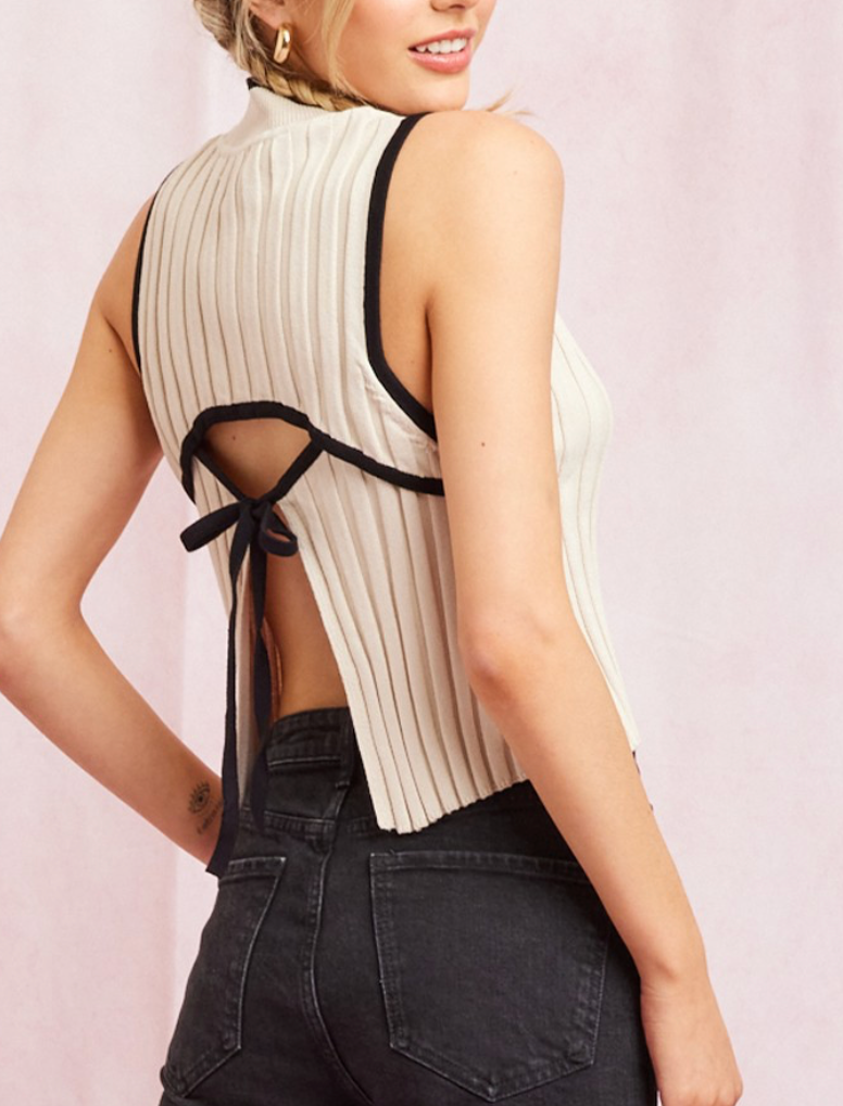 Liza Ribbed Knit Contrast Top