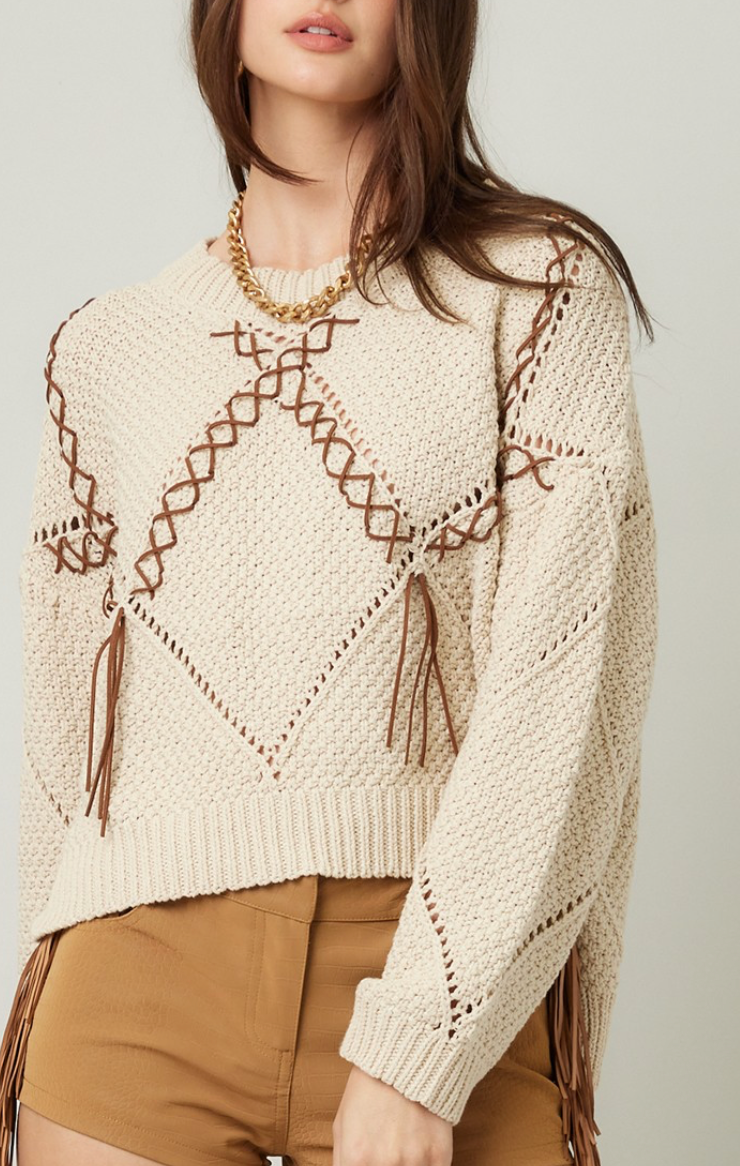 Briley Braided Tassel Knit Sweater