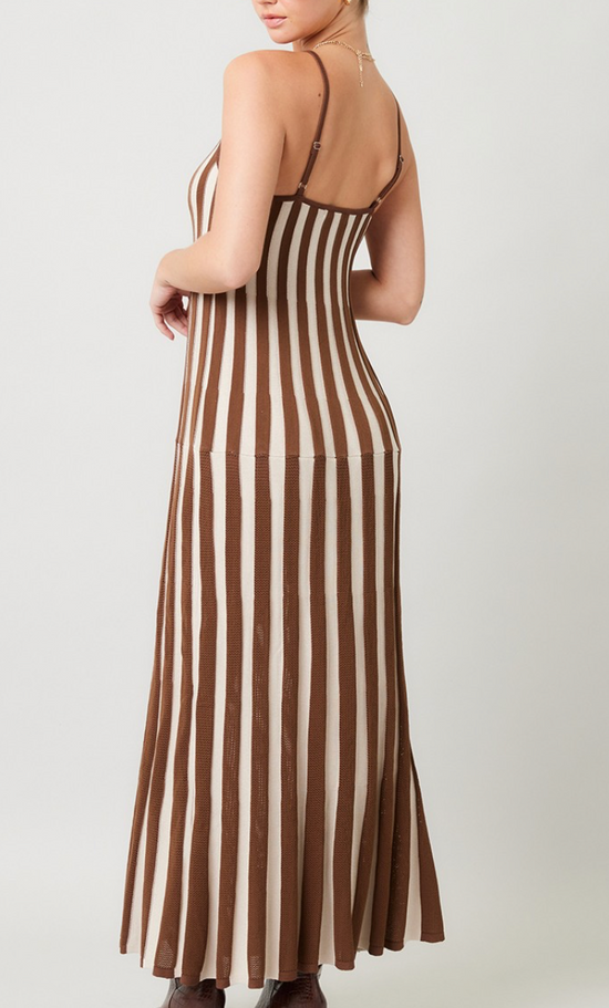 Bentley Brown Knit Ribbed Maxi Dress