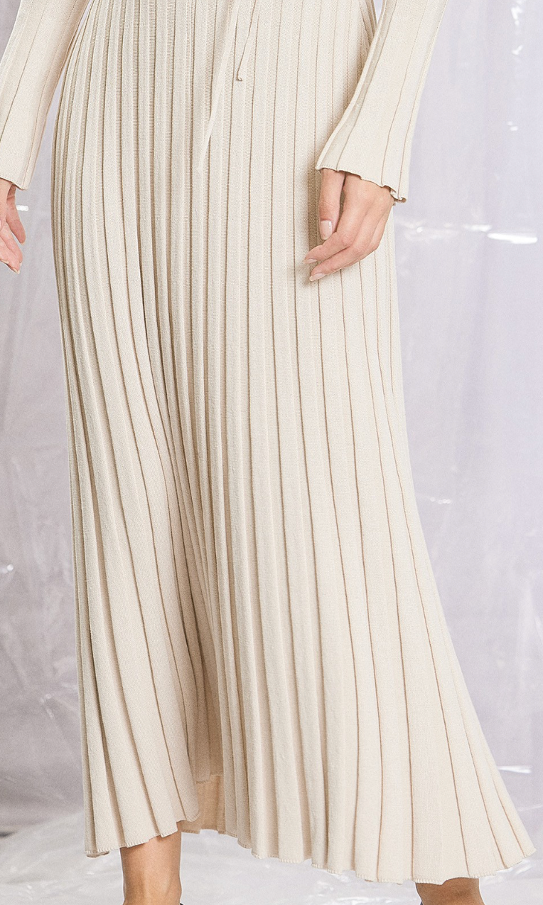 Lucille Taupe Rib Knit Maxi Dress