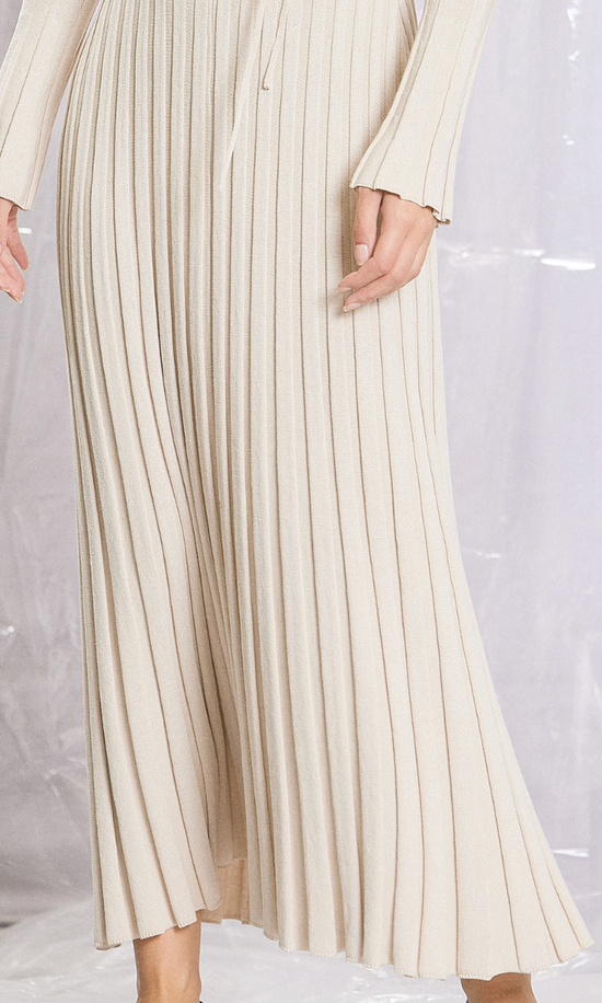 Lucille Taupe Rib Knit Maxi Dress