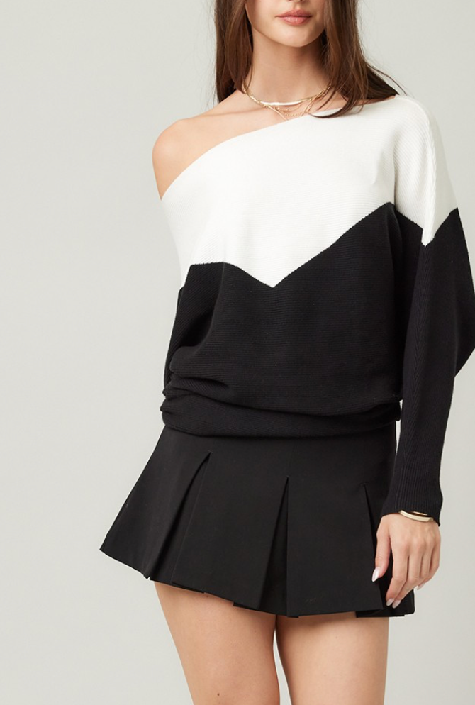 Sally Black & White Knit Sweater