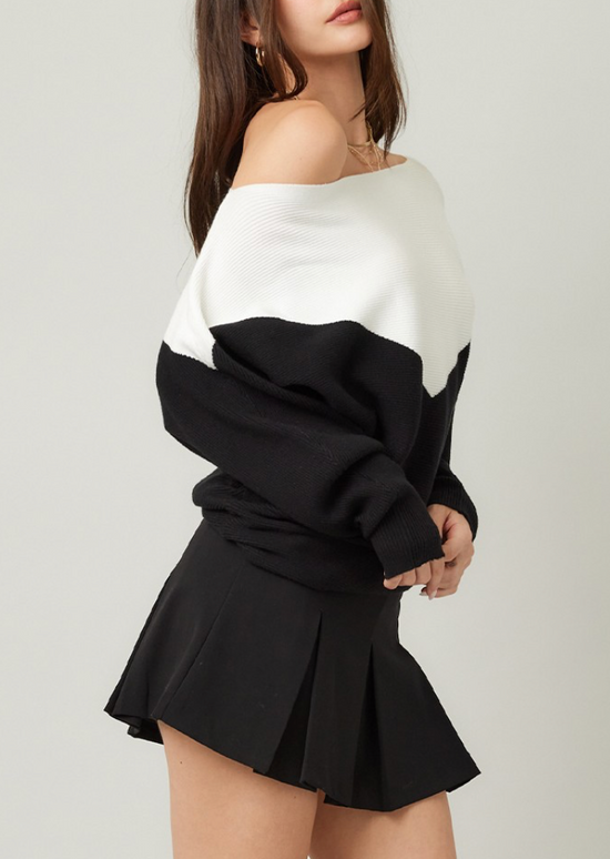 Sally Black & White Knit Sweater