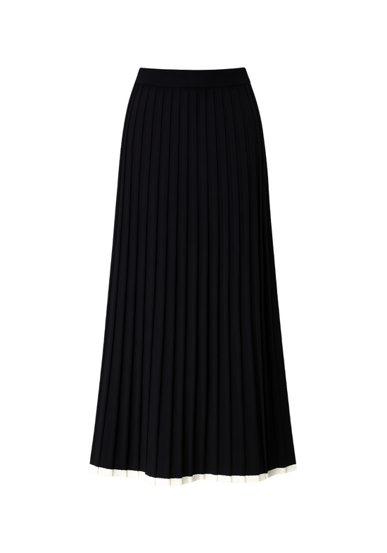 Black Ribbed Knitted Maxi Skirt