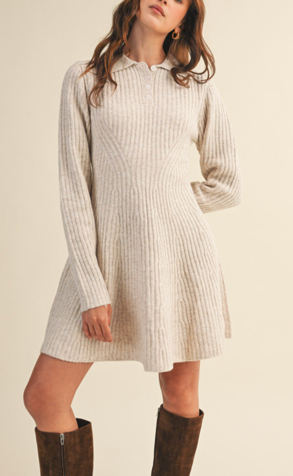 Katie Ribbed Knit Sweater Dress