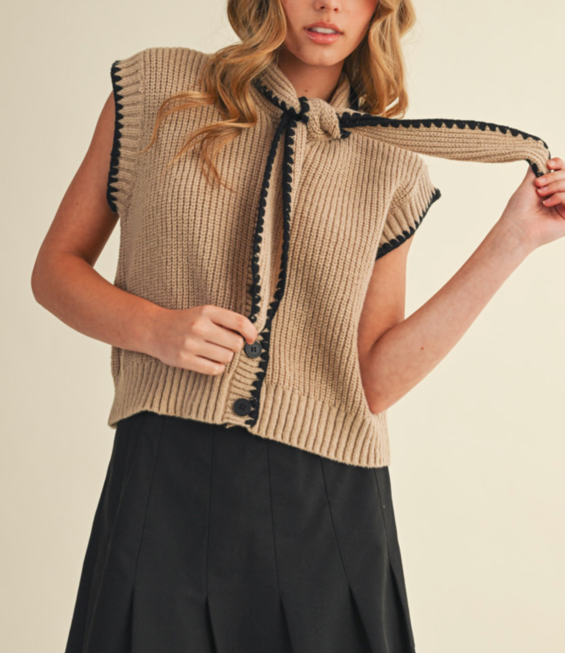 Sadie Tie Neck Sweater Vest