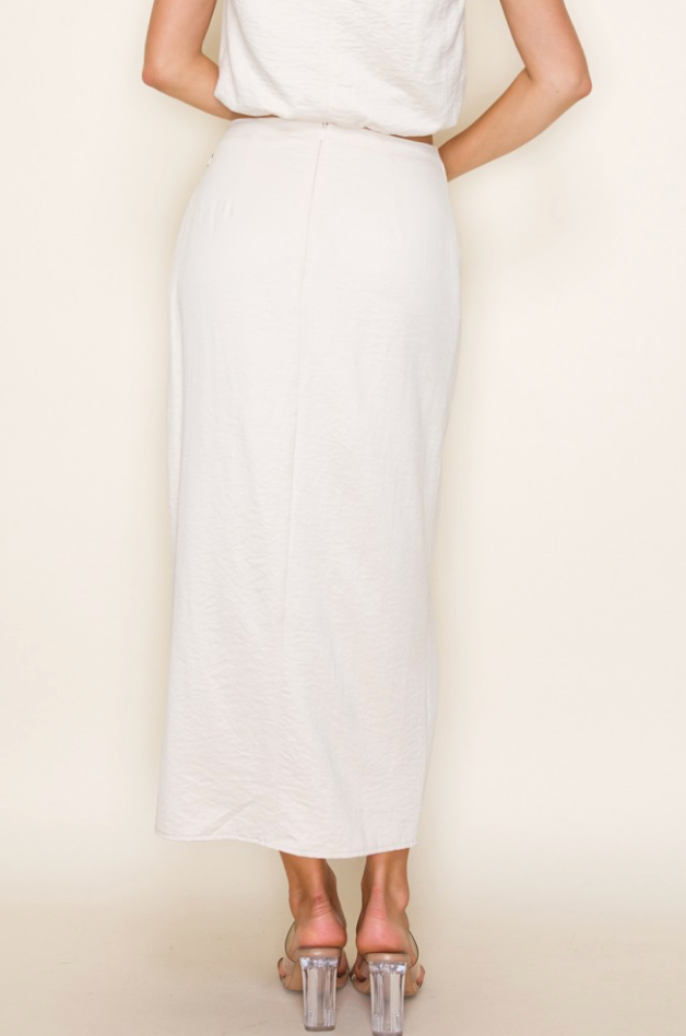 Suede Wrap Over Midi Skirt