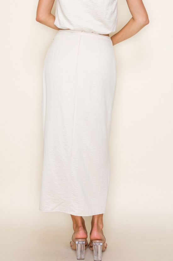 Suede Wrap Over Midi Skirt