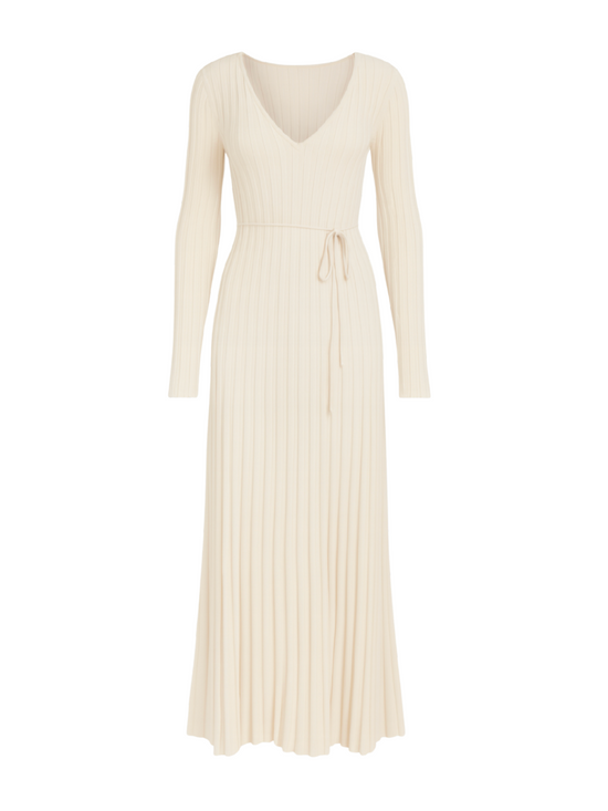 Lucille Taupe Rib Knit Maxi Dress