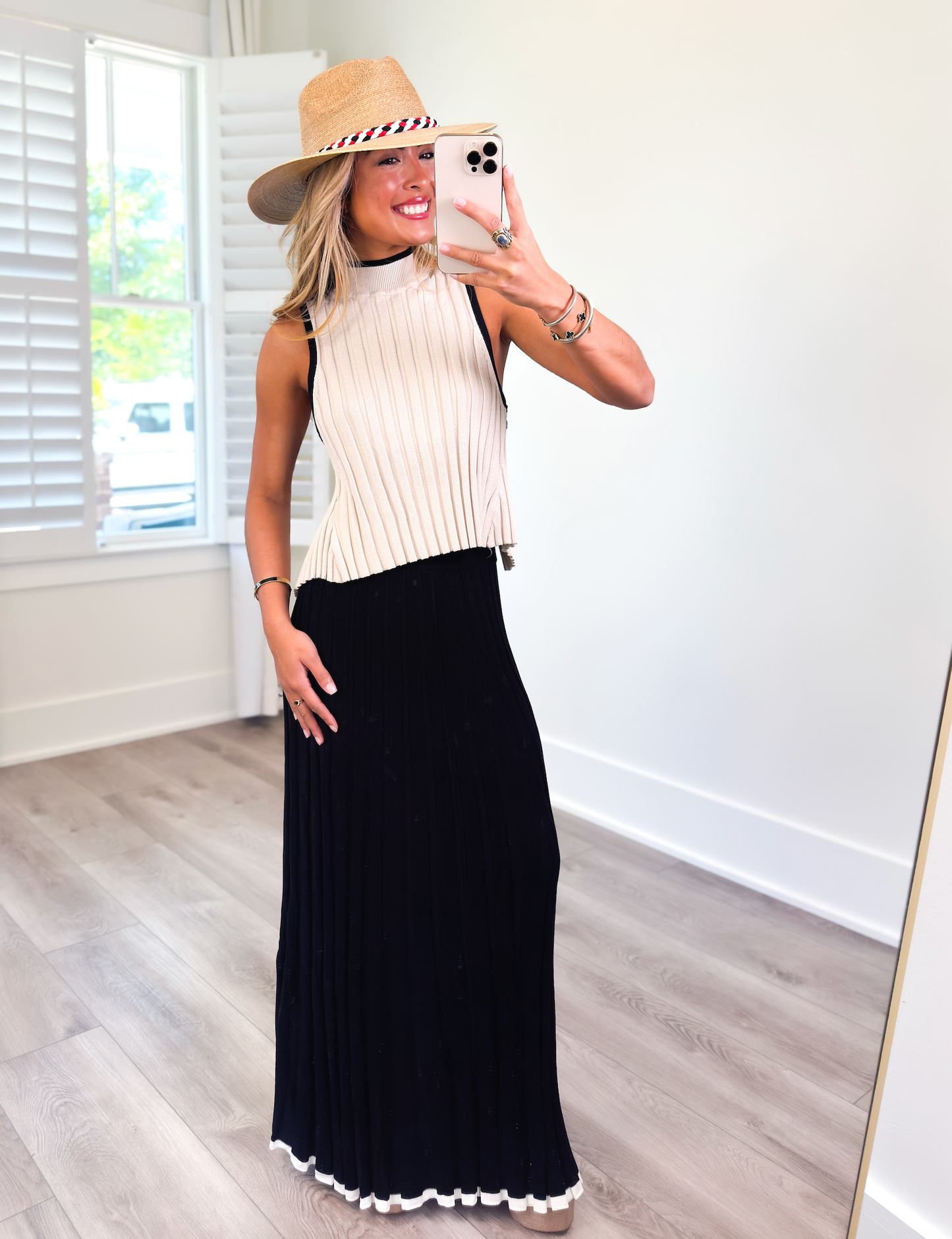 Black Ribbed Knitted Maxi Skirt
