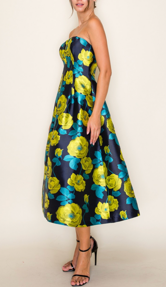 Midnight Bloom Midi Dress
