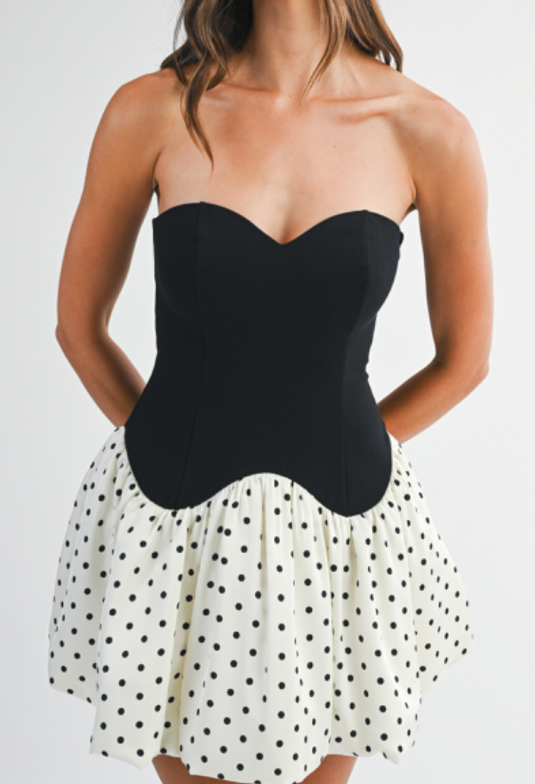 The Sweetheart Soirée Mini Polka Dot Dress