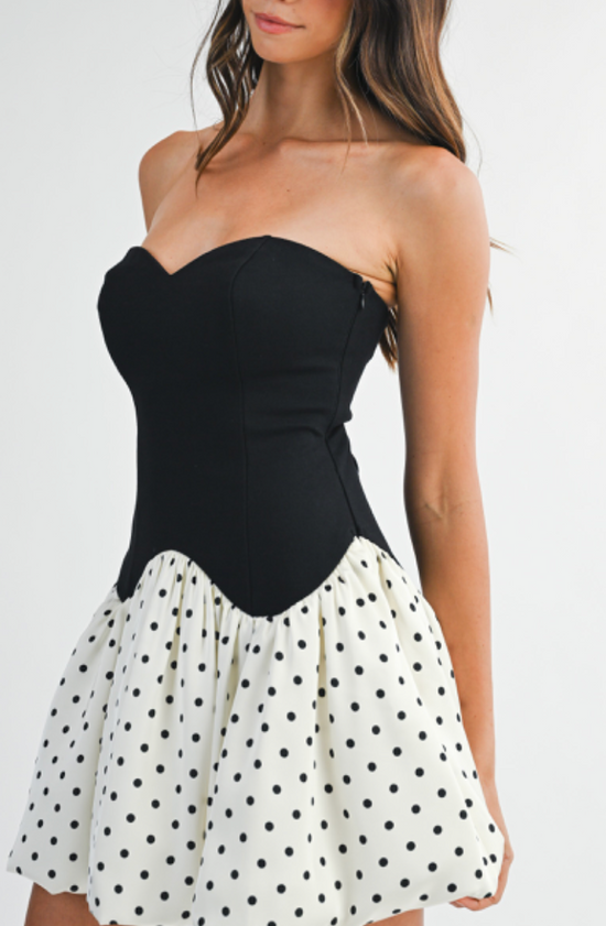 The Sweetheart Soirée Mini Polka Dot Dress