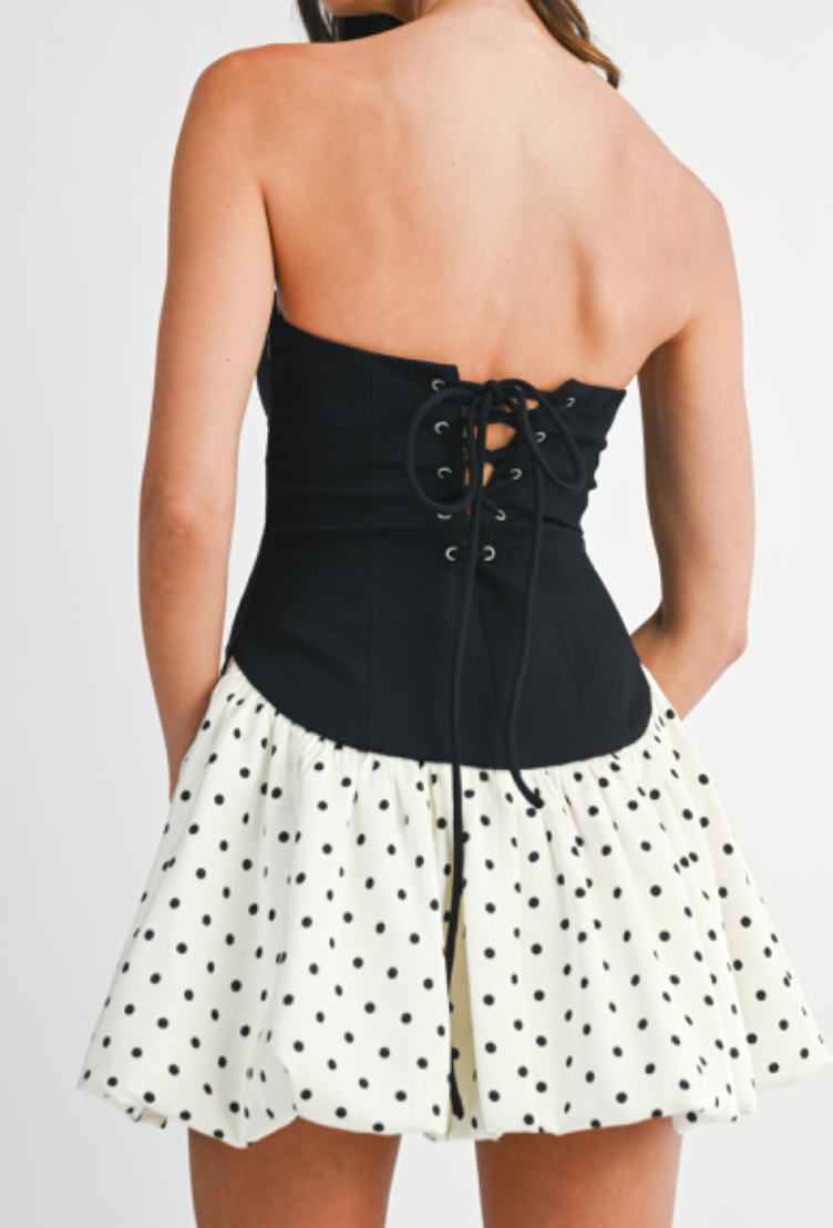 The Sweetheart Soirée Mini Polka Dot Dress