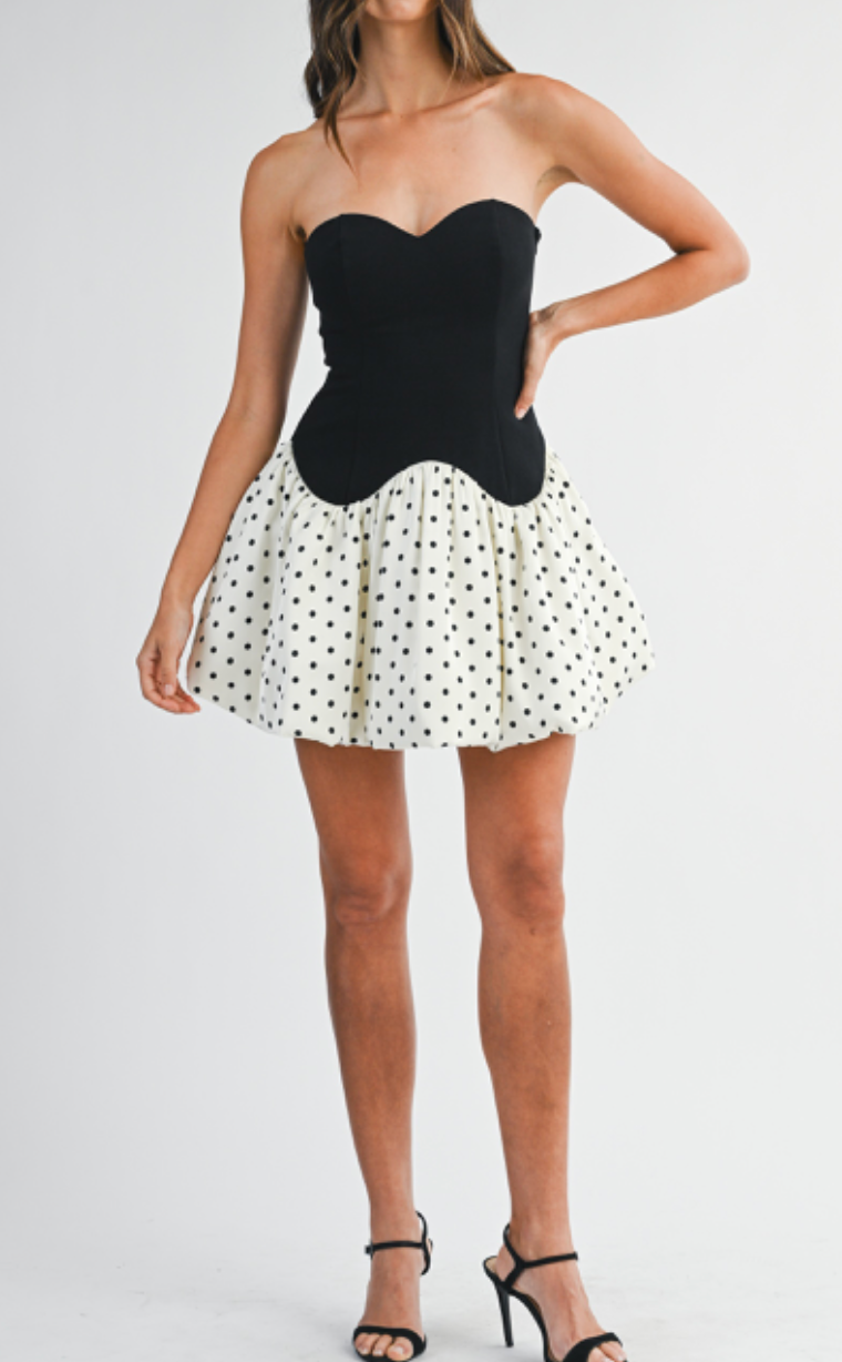 The Sweetheart Soirée Mini Polka Dot Dress