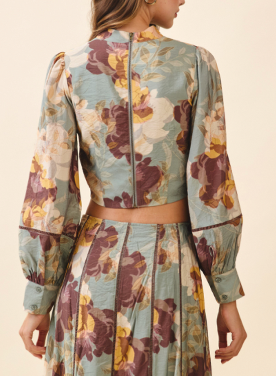 Willow Floral Print Mock Neck Blouse