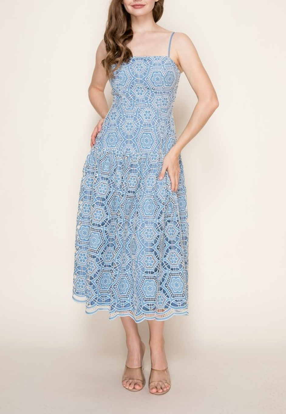Blue Ivory Midi Dress (PRE-ORDER - AVAILABLE 10/22) RESTOCK!!