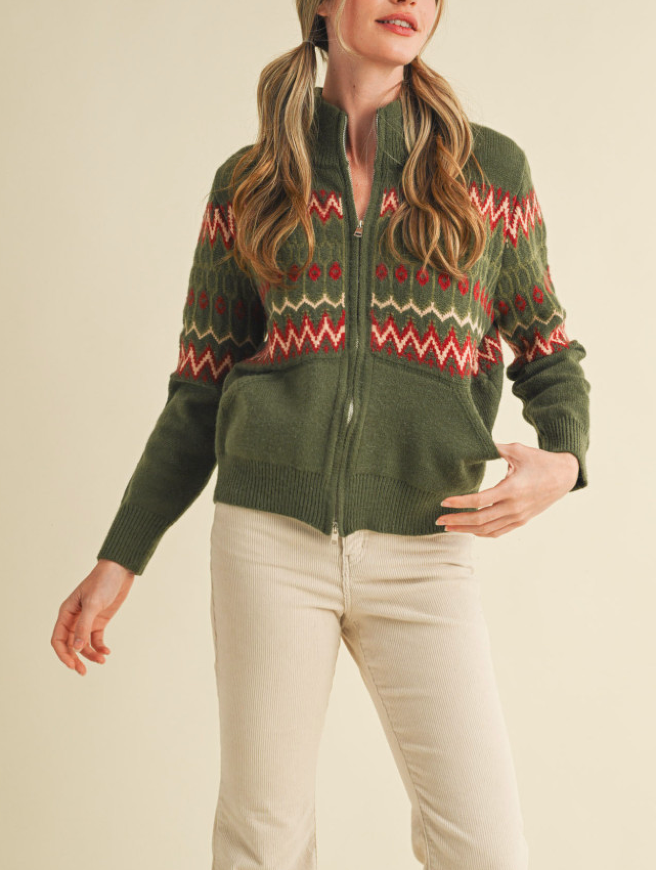 The Evergreen Zip Up Sweater
