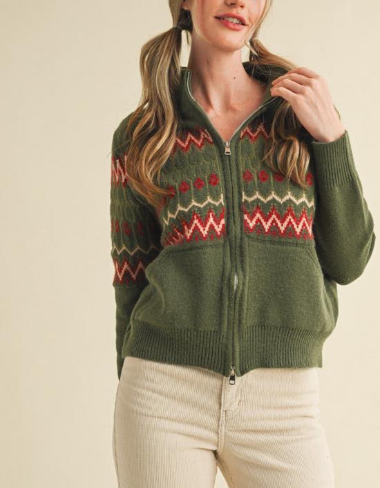 The Evergreen Zip Up Sweater