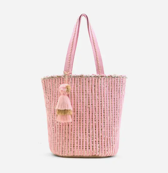 Pink Breeze Upcyled Hand Woven Pink Tote