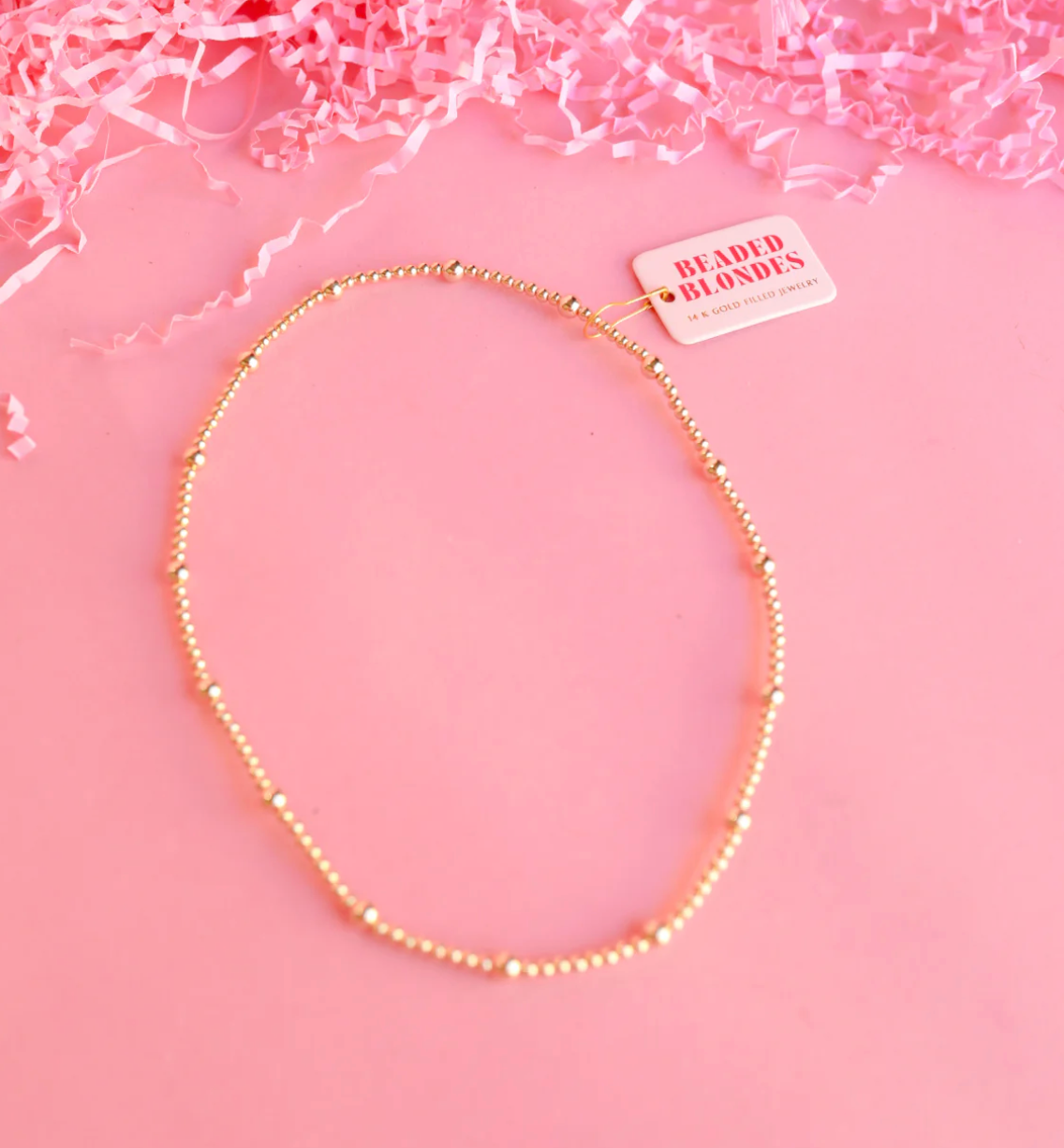 Beaded Blondes Olive Beaded Necklace in Gold