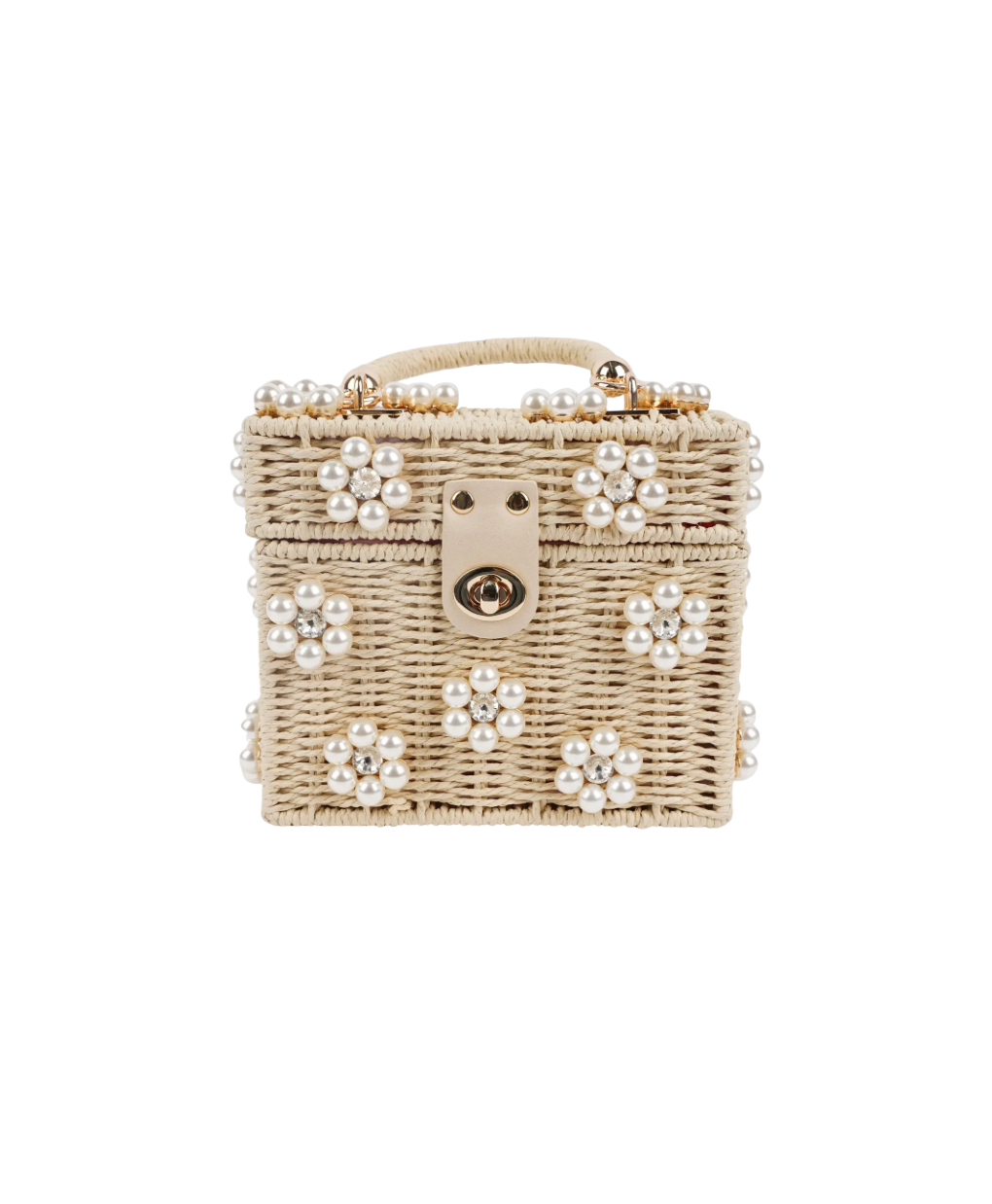 Cream + Pearl Daisy Wicker Bucket Daisy Flower Purse