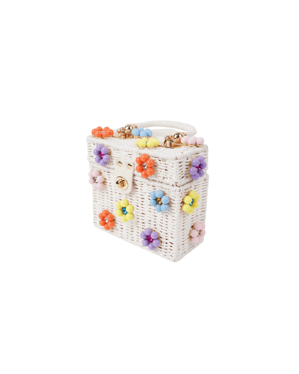 Multicolor Daisy Flower Wicker Bucket Purse