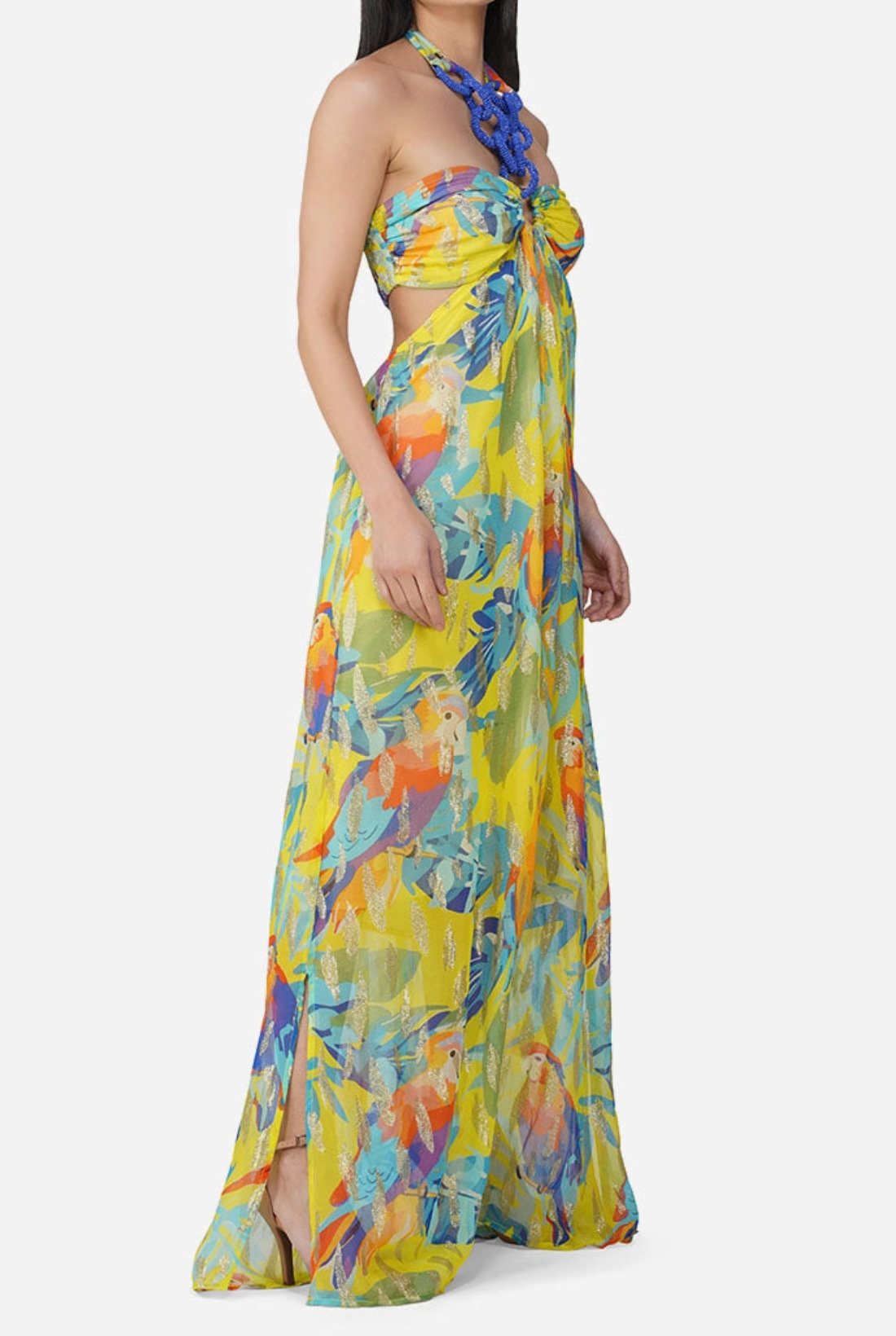 Peru Tropic Halter Maxi Dress