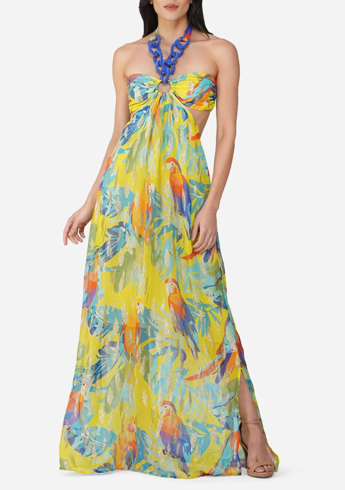 Peru Tropic Halter Maxi Dress