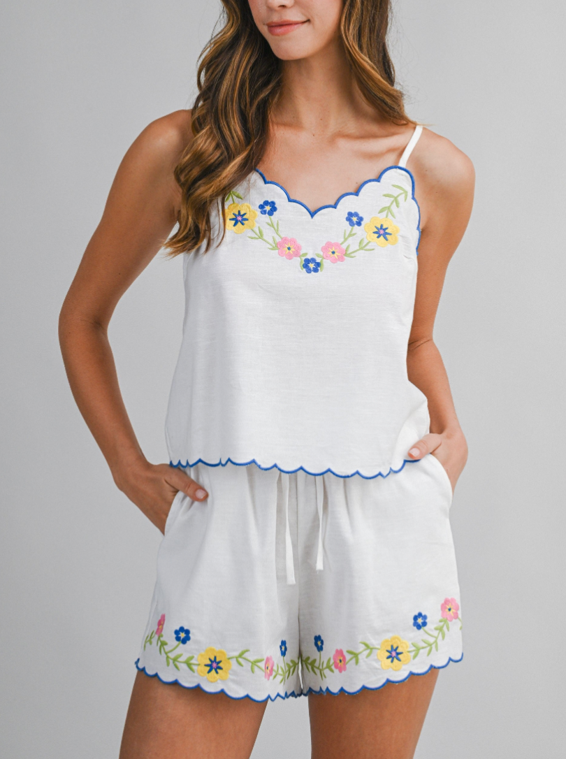 Wildflower Embroidered Top & Shorts Set (PRE-ORDER - AVAILABLE TO SHIP 2/11)