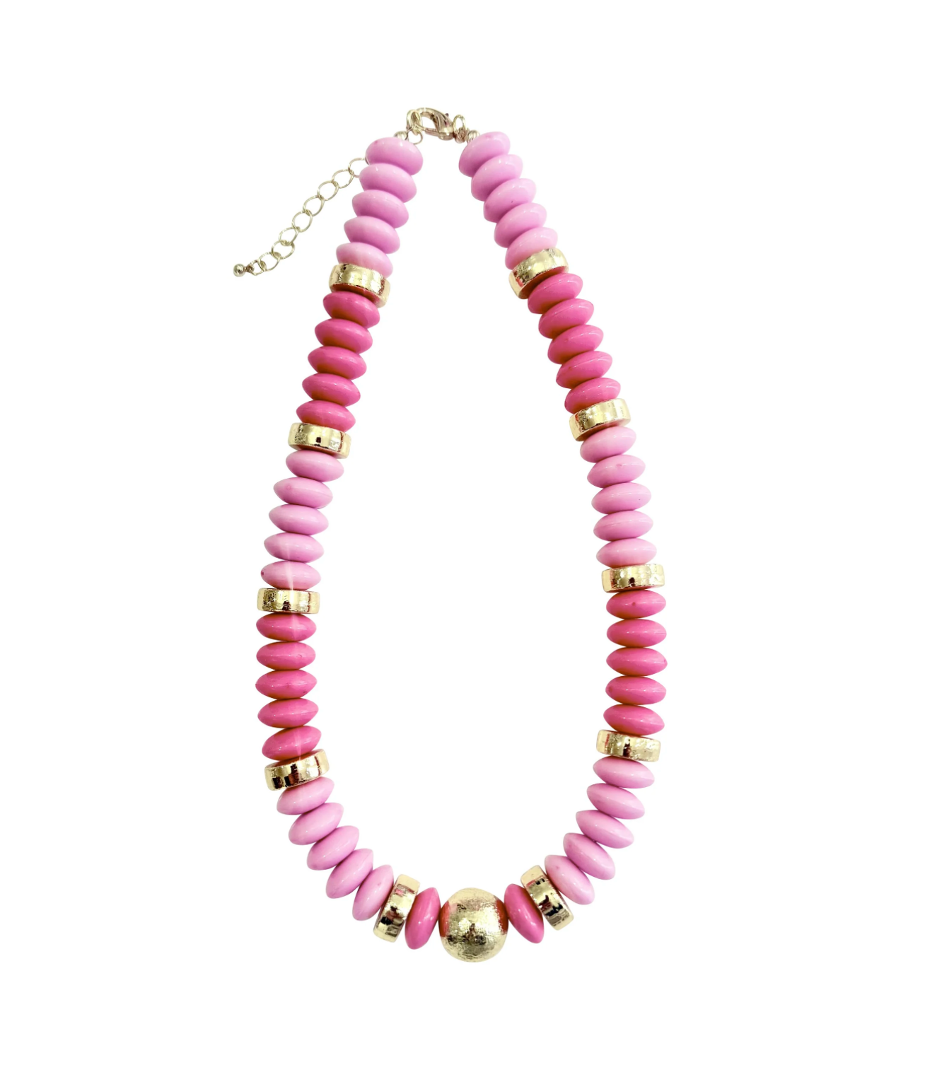 Tobie Beaded Disc Necklace - Pink