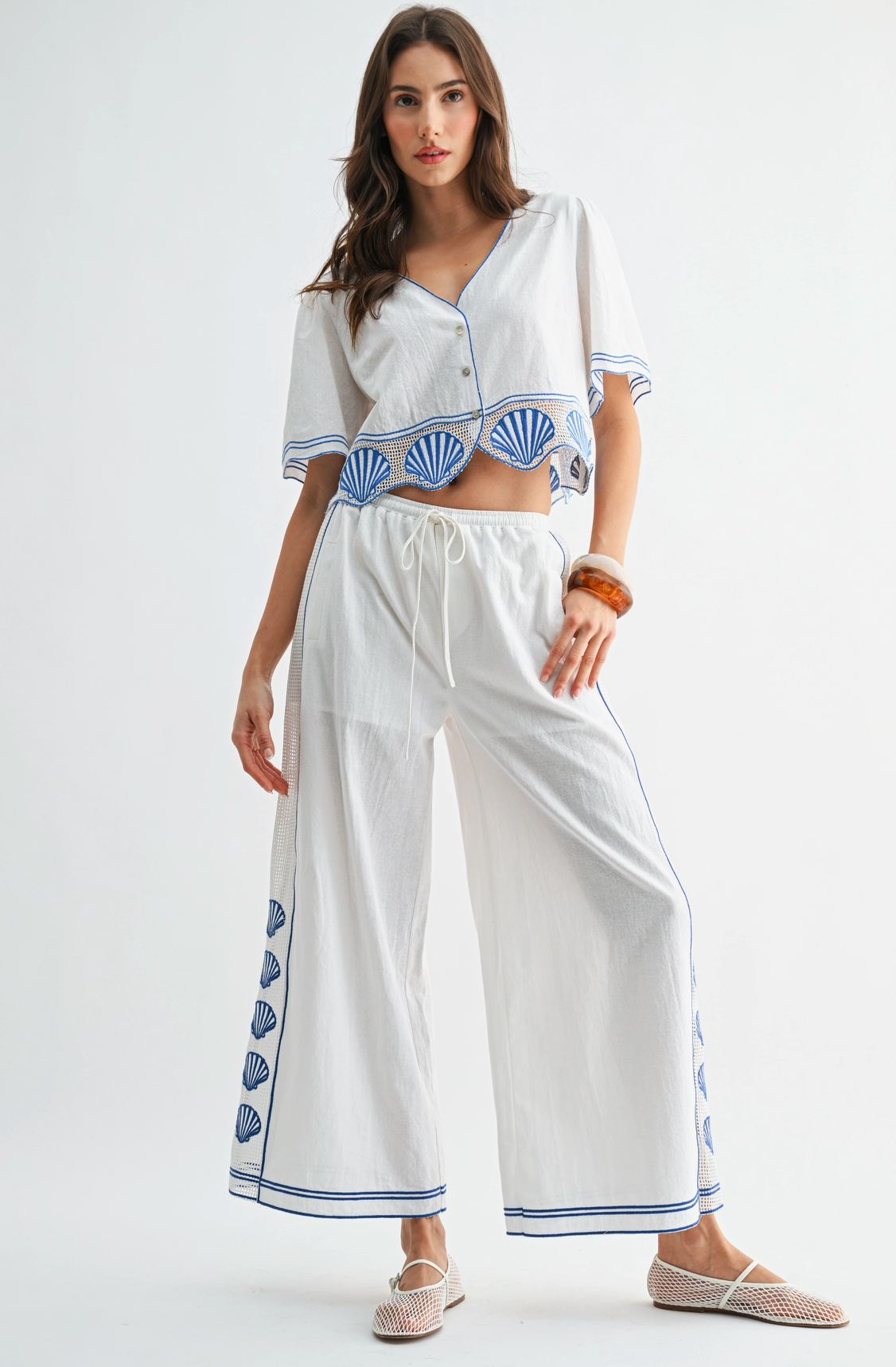 The Santorini Shell Blouse - PREORDER (AVAILABLE TO SHIP 7/3)