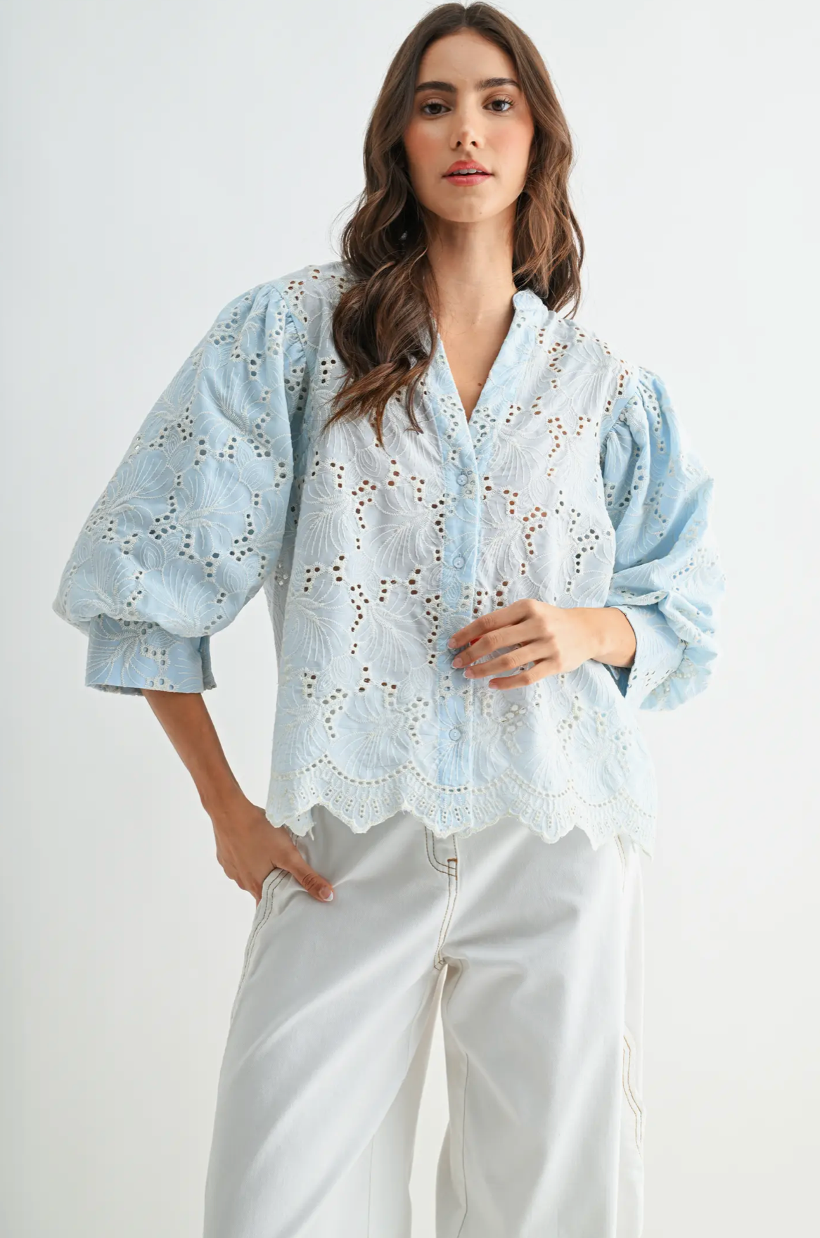 Bluebell Eyelet Blouse - PREORDER (AVAILABLE TO SHIP 7/3)