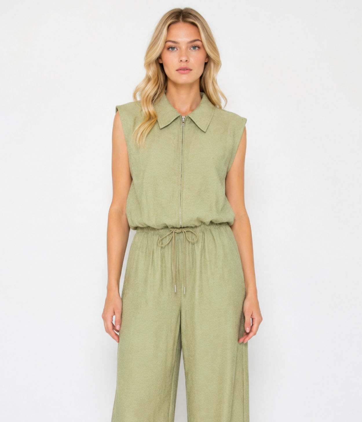 Olive Coast Zip Up Blouse