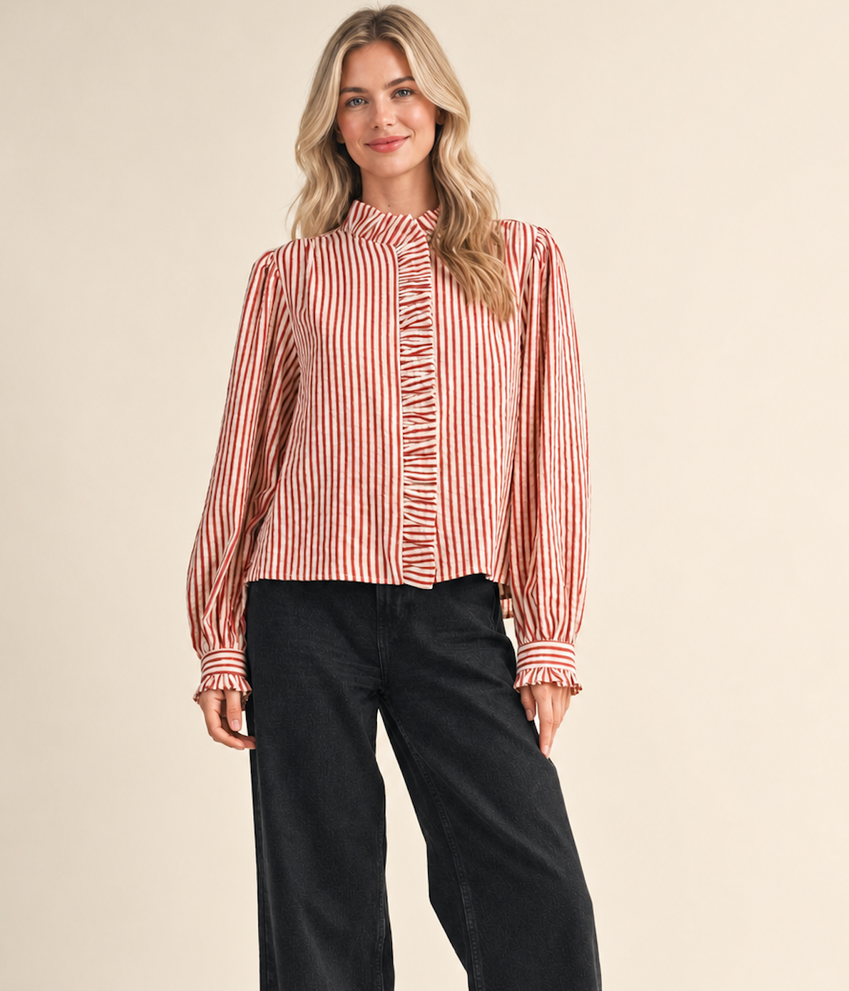 Emma Ruffled Stripe Blouse
