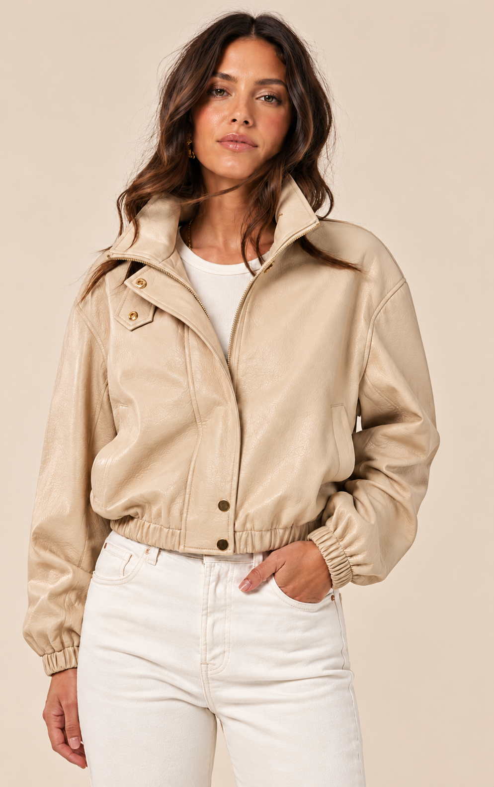 The Aspen Cream Bomber Jacket