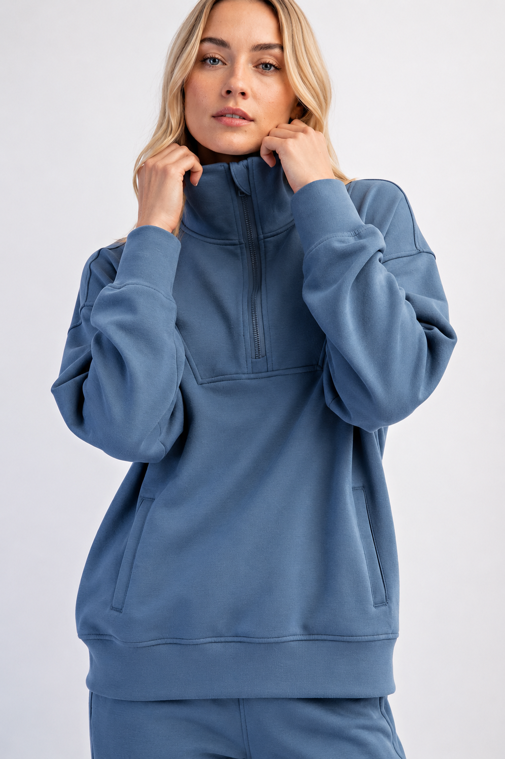 Every Day Blue Mock Neck Pullover