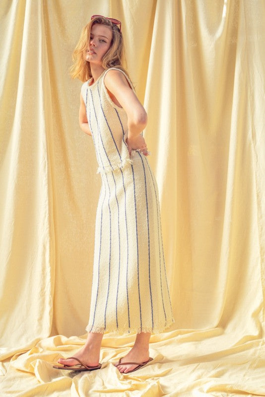 The Capri Stripe Midi Skirt