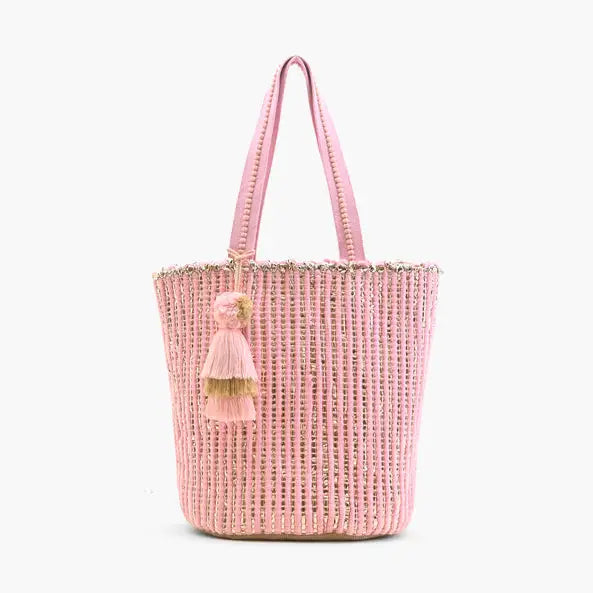 Pink Breeze Upcyled Hand Woven Pink Tote