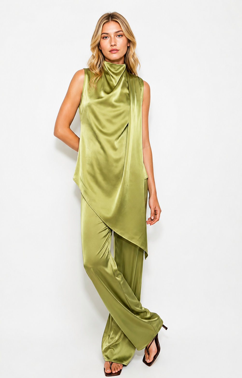 Olive Allure Drape Blouse