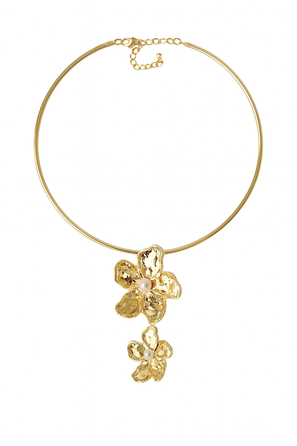 Gold Stainless Steel Flower Collar Necklace