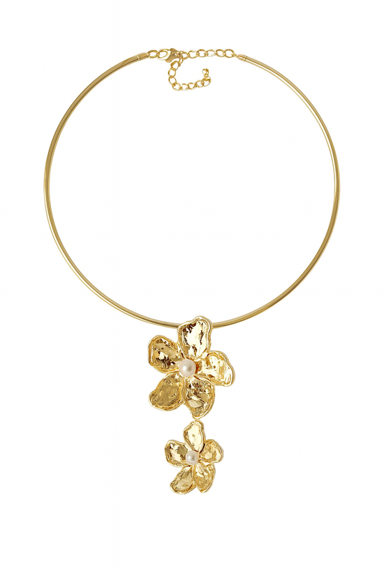 Gold Stainless Steel Flower Collar Necklace