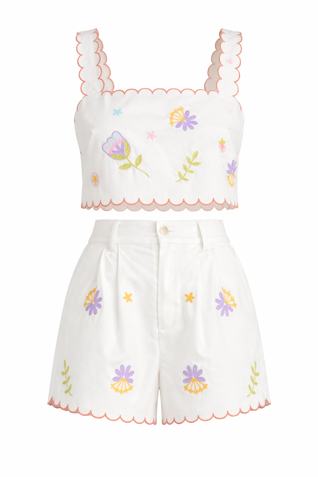 Meadow Bloom Embroidered Top & Shorts Set (PRE-ORDER - AVAILABLE TO SHIP 2/11)
