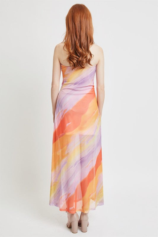 Sunset Watercolor Midi Dress