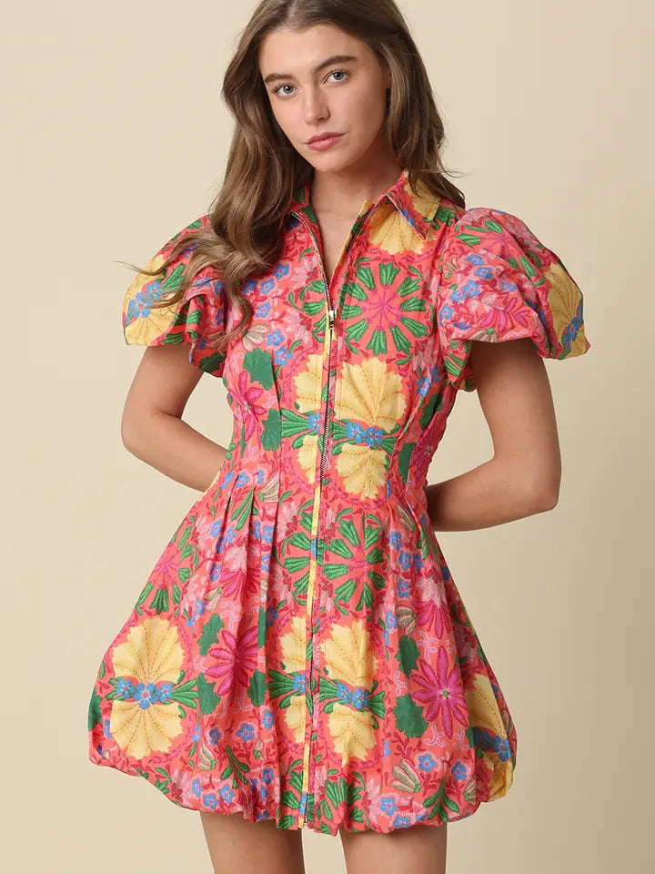 The Wildflower Zip Up Mini Dress